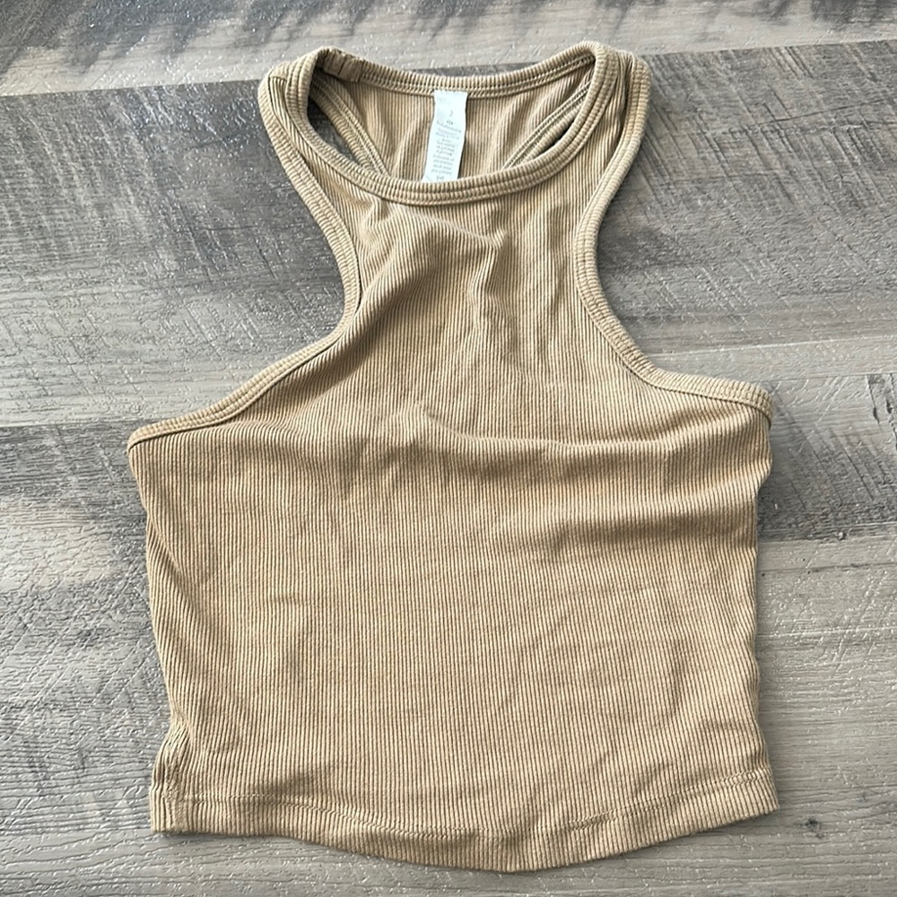 Tan Ribbed Women's Tank Top